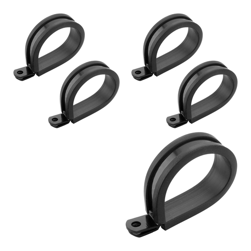 Proflow Cushioned Hose Mounting P-Clamp , 31.8mm, Black, 5 Pack