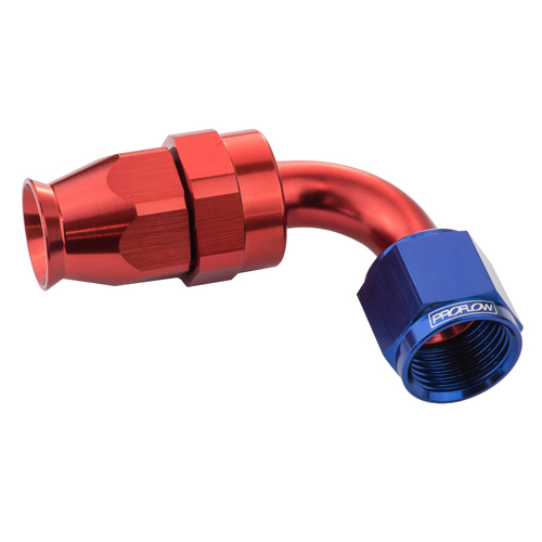 Proflow Aluminium 90 Degree Hose End Hose End For -04AN PTFE Hose, Red/Blue