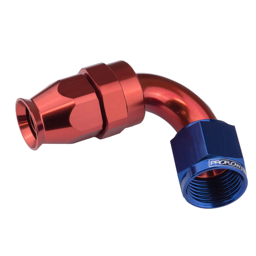 Proflow Aluminium 150 Degree Hose End Hose End For -08AN PTFE Hose, Red/Blue