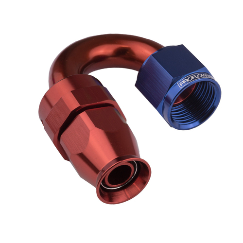 Proflow Aluminium 180 Degree Hose End Hose End For -06AN PTFE Hose, Red/Blue