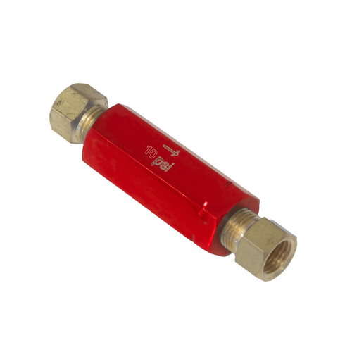Proflow Residual Pressure Valve, Red Anodised, 10 psi, Drum Brakes, 1/8 in. NPT Female Inlet/Outlet, Each