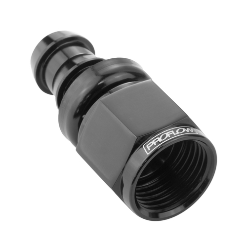 Proflow Straight Push Lock Hose End Barb 5/16'' To Female -05AN, Black