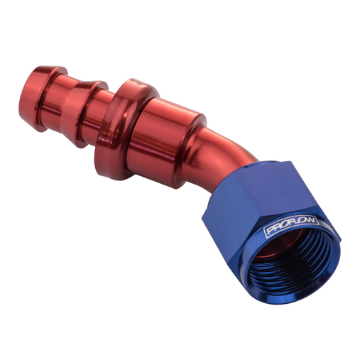 Proflow 45 Degree Push Lock Hose End Barb 1/4'' To Female -04AN