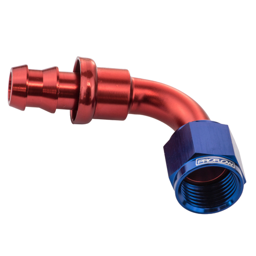 Proflow 90 Degree Push Lock Hose End Barb 1/4'' To Female -04AN