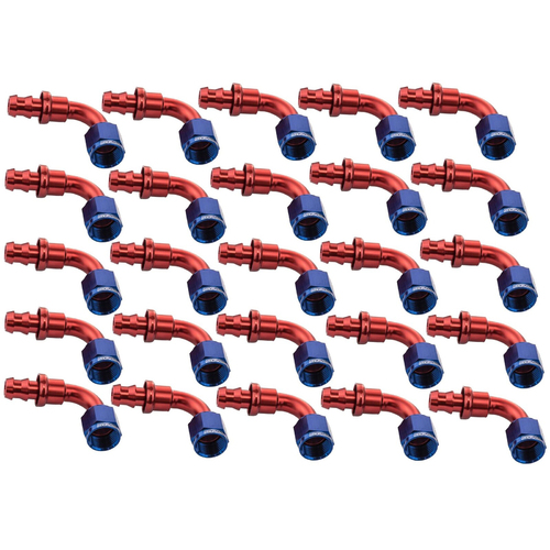 Proflow Bulk Pack 90 Degree Push On Hose End -08AN, 25pc