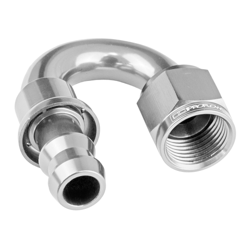 Proflow 180 Degree Push Lock Hose End Barb 3/4'' To Female -12AN, Polished
