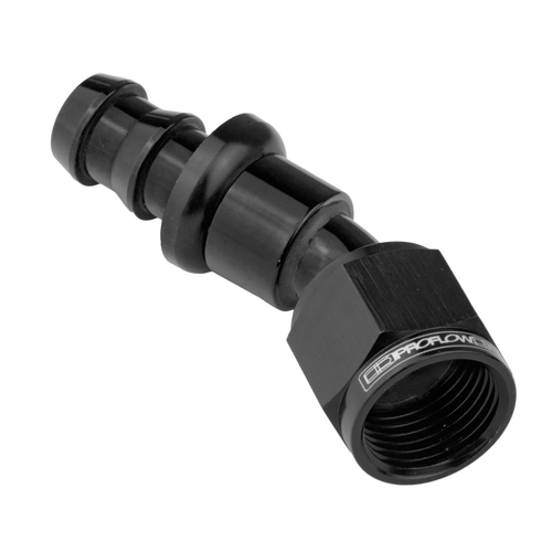 Proflow 30 Degree Push Lock Hose End Barb 1/4'' To Female -04AN, Black