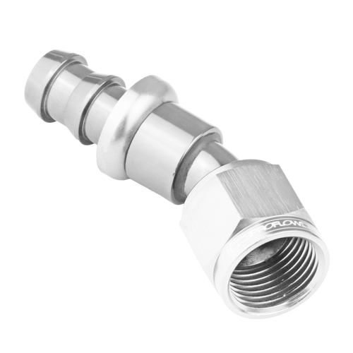 Proflow 30 Degree Push Lock Hose End Barb 1/2'' To Female -08AN, Polished