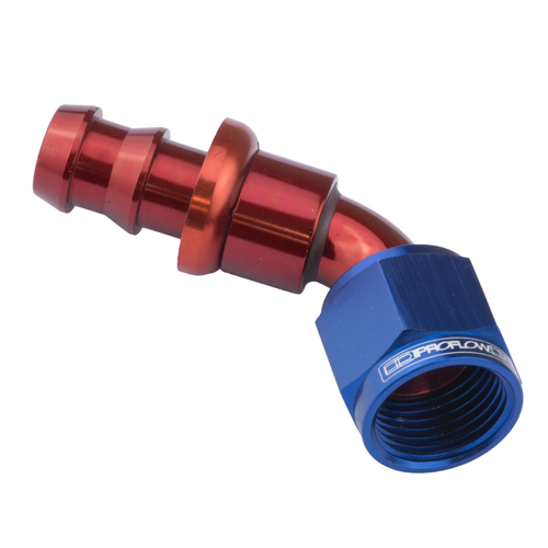 Proflow 60 Degree Push Lock Hose End Barb 1/4'' To Female -04AN