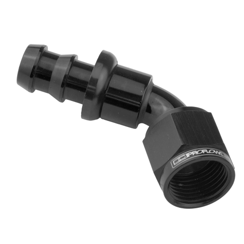 Proflow 60 Degree Push Lock Hose End Barb 1/4'' To Female -04AN, Black