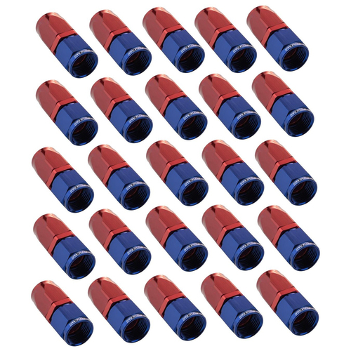 Proflow Bulk Pack Fitting Hose End Straight Full Flow -08AN, Blue/Red, 25pc