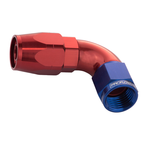 Proflow Fitting Hose End 90 Degree Full Flow -06AN, Blue/Red