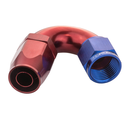 Proflow Fitting Hose End 150 Degree Full Flow -04AN, Blue/Red