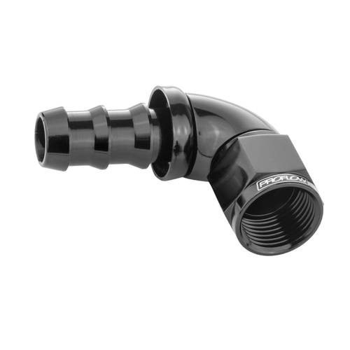 Proflow 90 Degree Fitting Hose End Full Flow 3/8in. Barb to Female -06AN, Black