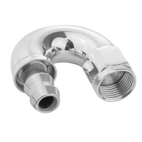 Proflow 180 Degree Fitting Hose End Full Flow Barb to Female -06AN, Polished