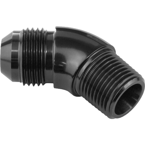 Proflow 45 Degree Full Flow 1/2in. NPT To Male -08AN Flare to NPT Adaptor, Black