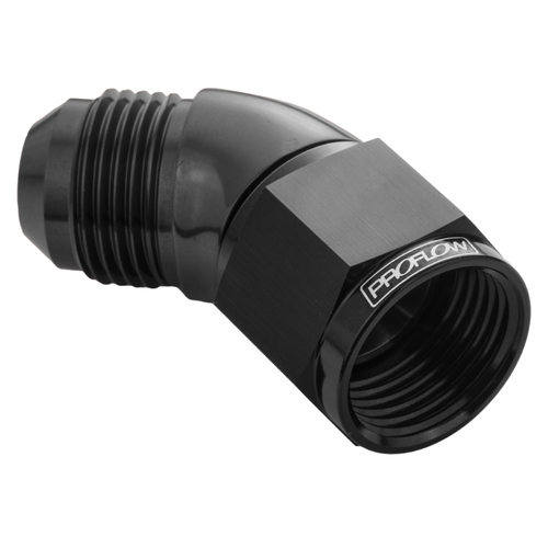 Proflow 45 Degree Full Flow Adaptor Male To Female -08AN, Black