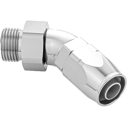 Proflow 45 Degree Fitting Hose End -06AN Orb Male To -06AN, Polished