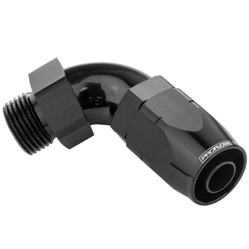 Proflow 90 Degree Fitting Hose End -06AN Orb Male To -06AN, Black