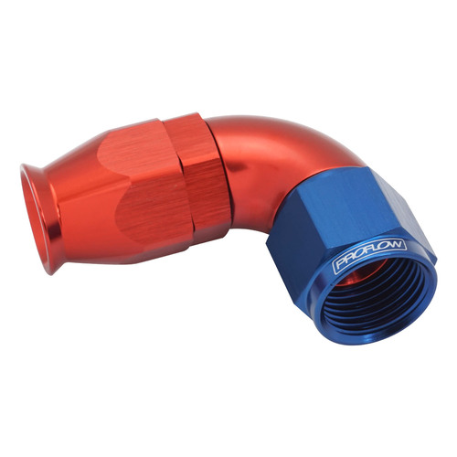Proflow 90 Degree Fitting Hose End AN6 Suit PTFE Hose, Red/Blue
