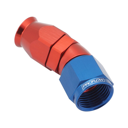 Proflow 30 Degree Fitting Hose End AN4 Suit PTFE Hose, Red/Blue
