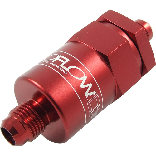 Proflow Billet Inline Aluminium Fuel Filter -06AN Red 30 Micron