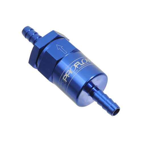 Proflow Billet Inline Aluminium Fuel Filter 5/16in. Barb Blue 30 Micron