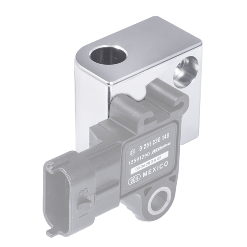 Proflow GM LS Engine MAP Sensor Relocation Block, Suits LS2/LS3 MAP Sensor, w/ 1/8" NPT Port, Silver