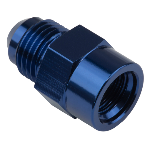 Proflow Fitting, Adaptor Metric M18 x 1.5 Female To Male -08AN, Blue
