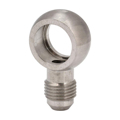 Proflow Fitting Banjo to Hose End, 11/16" (18mm) Hole To AN6 Male, Stainless Steel, Each