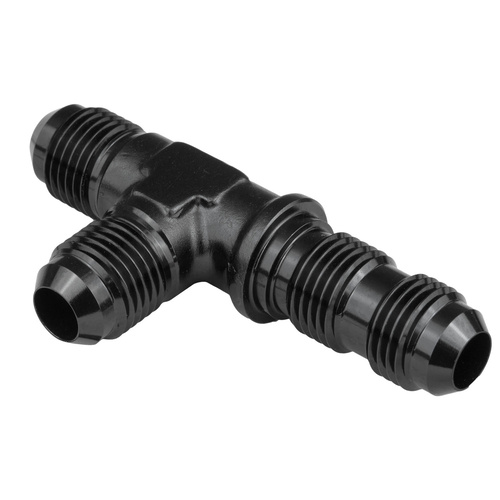 Proflow Fitting, Adaptor -06AN Flare Bulkhead Run Tee, Black