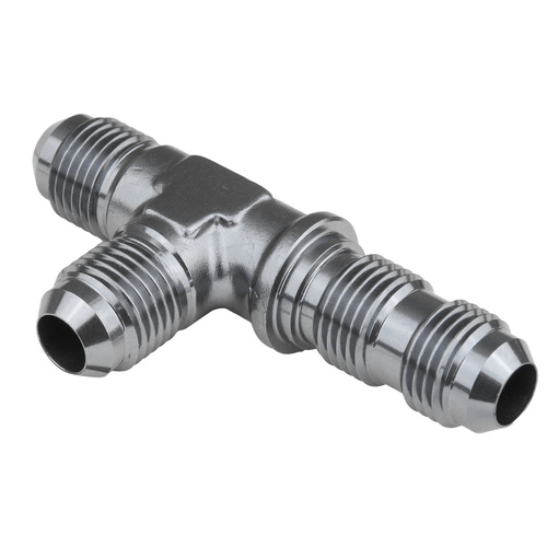 Proflow Fitting, Adaptor -10AN Flare Bulkhead Run Tee Silver