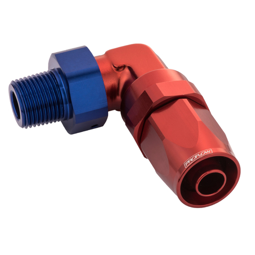 Proflow Fitting, Male Hose End 1/8in. NPT 90 Degree To -06AN Hose, Blue