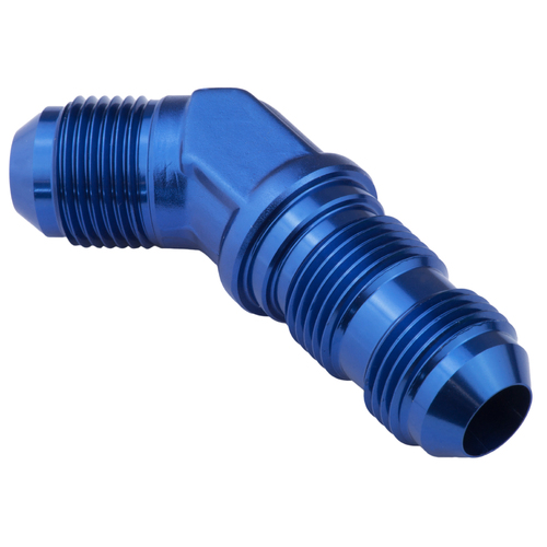 Proflow Bulkhead Adaptor AN Flare 45 Degree Flare -06AN, Blue