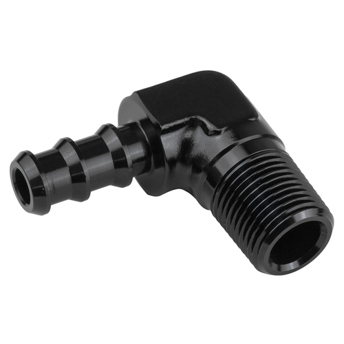 Proflow 90 Degree 1/2in. Barb Male Fitting To 3/8in. NPT, Black