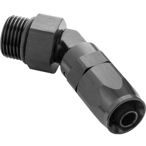 Proflow Fitting, 45 Degree Hose End -08AN Hose To Male -06AN Thread, Black