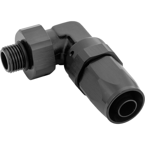 Proflow Fitting, 90 Degree Hose End -08AN Hose To Male -06AN Thread, Black
