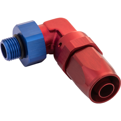 Proflow Fitting, 90 Degree Hose End -08AN Hose To Male -10AN Thread, Blue