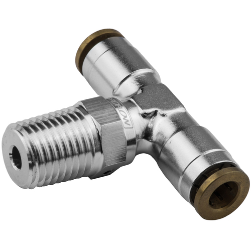 Proflow Fitting, Push Release Tee 3/16in. Tube To 1/8in. NPT, Silver