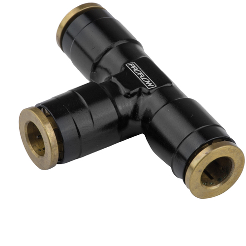 Proflow Fitting, Push Release Tee 1/4in. Tube, Black