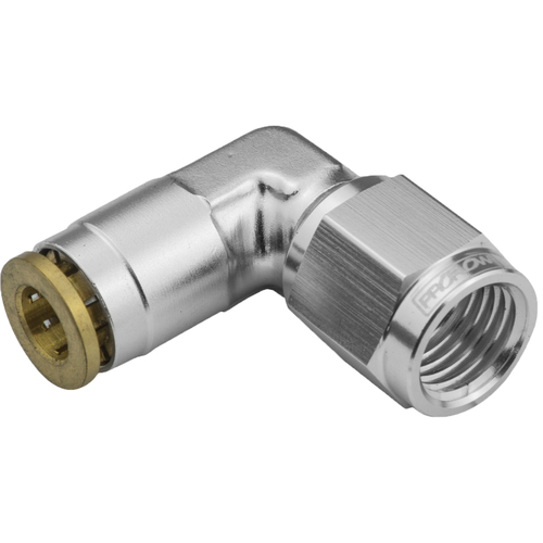 Proflow Fitting, Push To Connect Nylon Tube 90 Degree 3/16in. Nylon Tube To Female -03AN, Silver