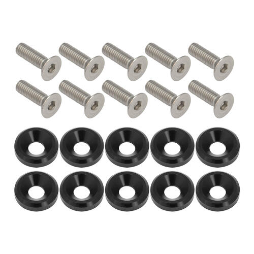 Proflow Billet Dress Up & Fender Washer Kits, 1/4'' UNC x 3/4'', Black, 10-Pack