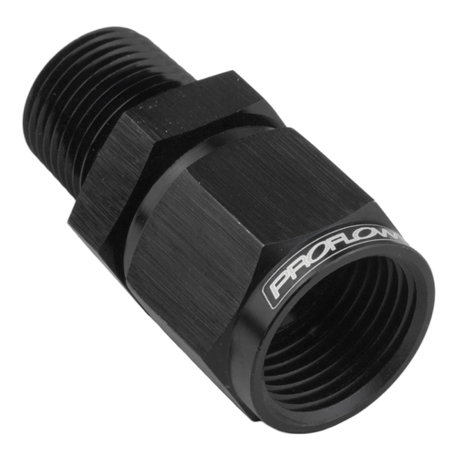 Proflow Female Adaptor -08AN Straight Swivel To 1/4in. NPT, Black