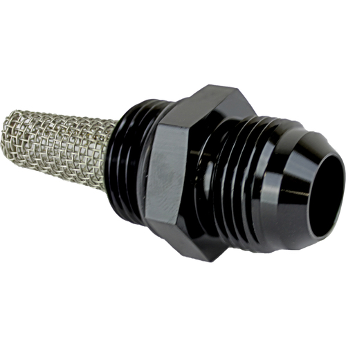 Proflow Fitting Straight Adaptor -10AN O-Ring Port, Black With Filter Screen