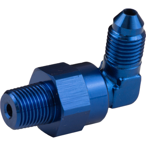 Proflow Adaptor Male -06AN 90 Degree To 1/8in. NPT Swivel, Blue