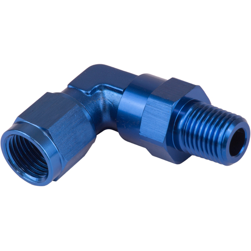 Proflow Adaptor Male -04AN 90 Degree To 1/8in. NPT Swivel, Blue