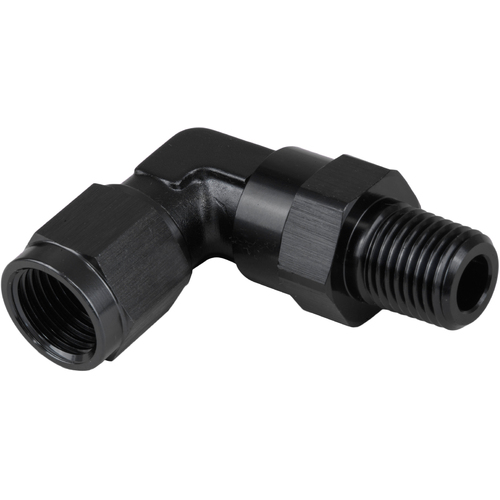 Proflow Adaptor Male -06AN 90 Degree To 12mm x 1.50 NPT Swivel, Black