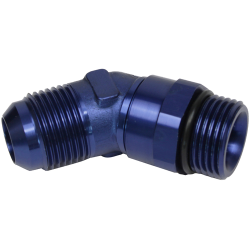 Proflow Adaptor Male -06AN 45 Degree To -04AN Thread Swivel, Blue