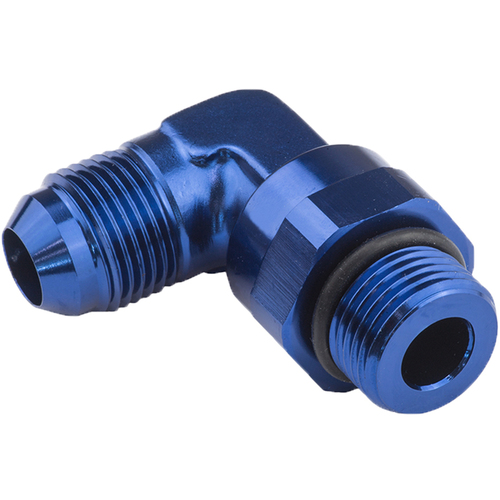 Proflow Adaptor Male -06AN 90 Degree To -04AN Thread Swivel, Blue