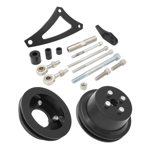 Proflow V Belt Drive & Alternator Bracket Kit, Black Anodised Aluminium For Ford BB 429-460, Drivers Side Lww Mount, Black